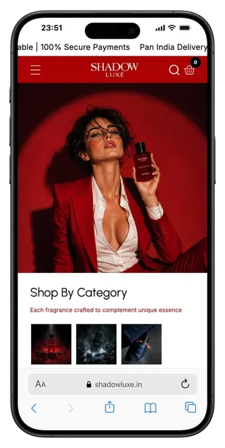 Shadow Luxe store on mobile