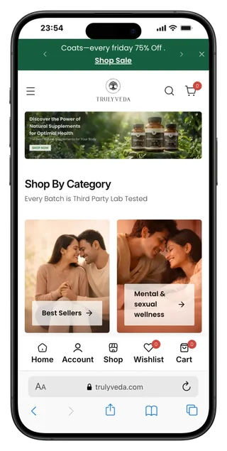 Truly Veda store on mobile