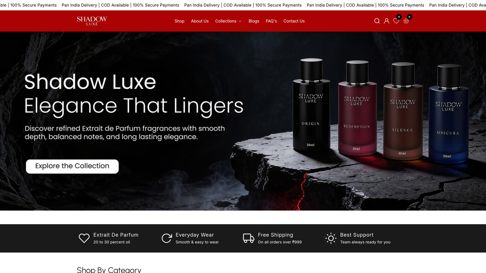 Shadow Luxe Shopify Store website