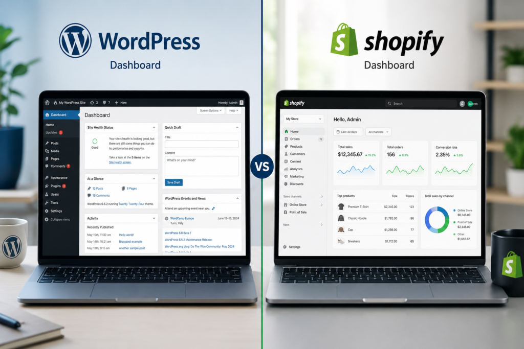 wordpress vs shopify 2026 complete comparison guide for business owners